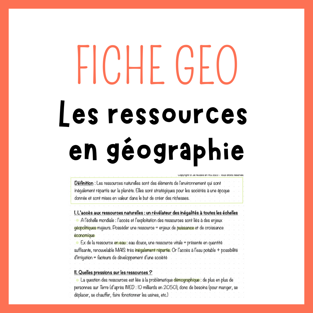 Fiche Les ressources en géographie